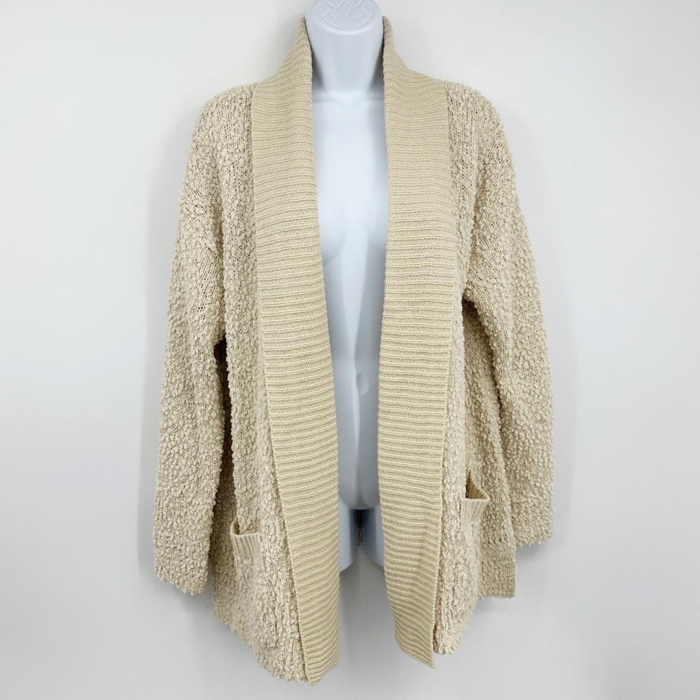 Vintage Style Cream Sweater Cardigan Size Large Boho Fall Cozy Soft Baggy